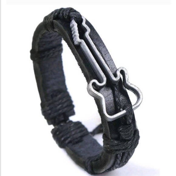 dark brown leather bracelet Other - Genuine Leather Bracelet Guitar Charm Rock Fashion